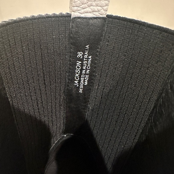 Sleek SENSO Black Leather Combat Booties with White Stripe - Picture 5 of 6